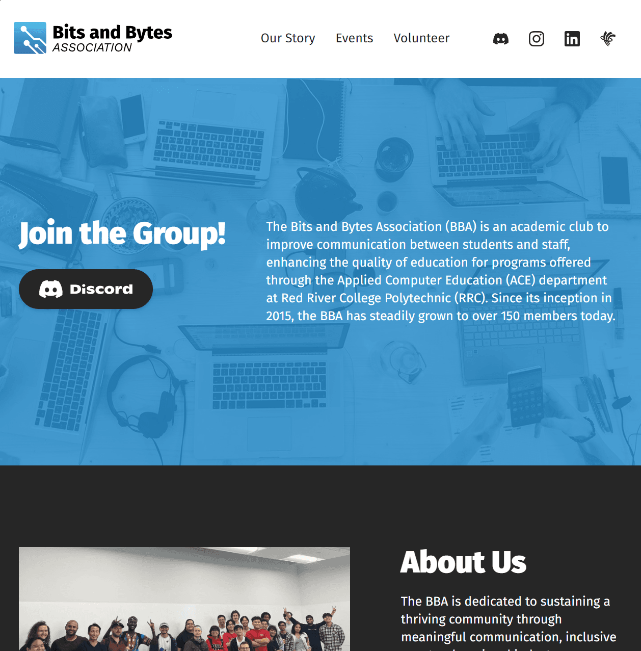 Red River College IT student association website. I volunteered to be part of the development team, where I worked on the new website released on January 2024.