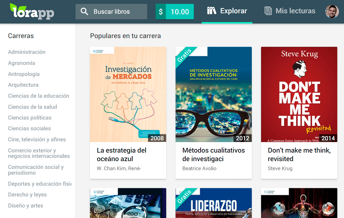 Award-winning innovative e-book library where university students in Latin America can rent e-book chapters on demand. This was a company I founded where I worked as product manager and front-end developer.